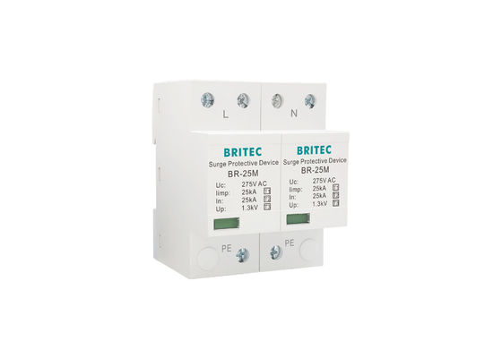 Thiết bị chống sét đường ray 25kA 275V Din SPD Bộ bảo vệ chống sét một pha với công nghệ MOV