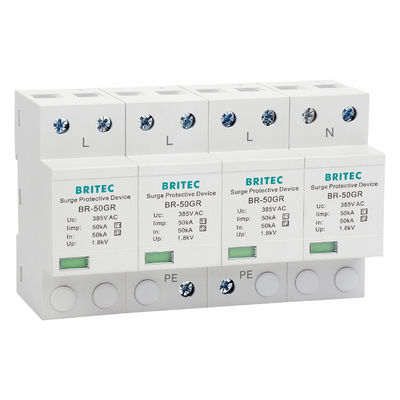 Thiết bị chống sét lan truyền BRITEC 50kA được chứng nhận TUV/CE/ROHS với bộ chống sét dạng sóng 10/350 SPD
