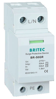 BR-50GR 1P 50kA Thiết bị chống sét lan truyền loại 1 Bộ chống sét đường ray Ac Din SPD