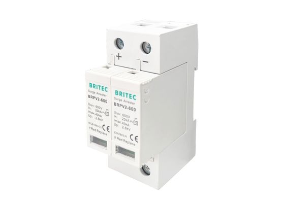 DC600V 2P 40KA Quang điện PV Surge Arrester Loại 2 Chống sét Điện áp thấp