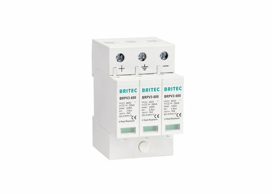 Nhiệt chất nhựa IEC61643-31 600VDC 40kA Pv Surge Protector Bảo vệ sét