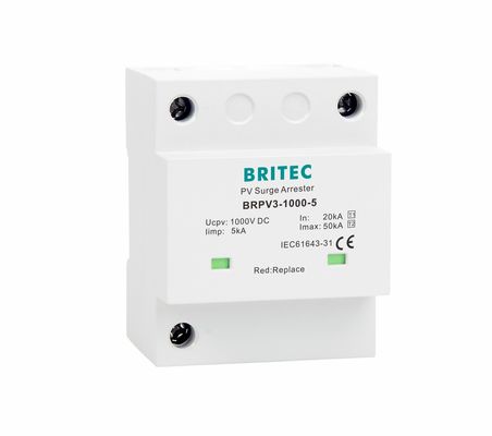 BRPV3-1000-5 T1 50kA DC 1000V 5kA Loại 1 + 2 Photovoltaic Surge Protector Surge arrester Thiết bị bảo vệ sóng mặt trời t1 t2 dc SPD Photovoltaic SPDs