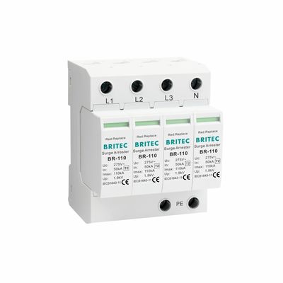 BR-110 4P OEM Type 2 Surge Protector 275v Thiết bị bảo vệ sự gia tăng SPD Varistor arrester 4-pole surge arrester