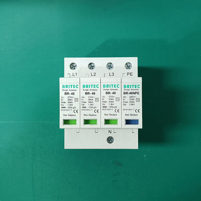 BR-40 3P+1 Thiết bị chống sét gắn trên thanh ray DIN 275V Nhà sản xuất chống sét lan truyền tại Trung Quốc