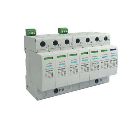 25kA DIN Rail Mount Surge Protector với vỏ nhựa nhiệt UL94-V0 cho khả năng chống sét lan truyền mạnh mẽ