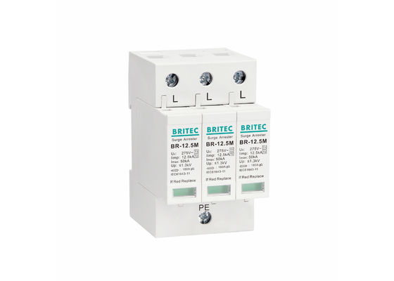 12.5kA Iimp 3 pha Bộ chống sét ray DIN và Bộ chống sét cho Hệ thống điện AC