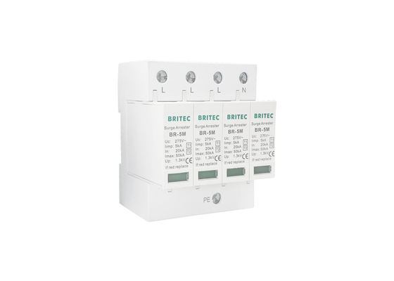 Thermoplastic UL94-V0 4p Pole Low Voltage Surge Protector Thiết bị bảo vệ sóng cao