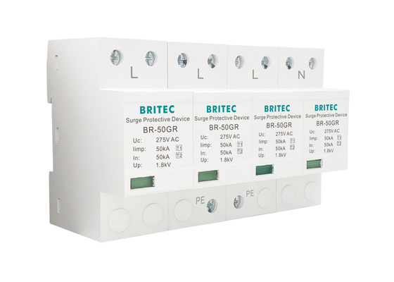Thiết bị chống sét lan truyền bằng nhựa nhiệt dẻo SPD IP20 4 cực