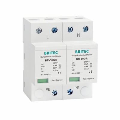 Lớp I Power Surge Arrester 10/350μs 50KA Single Phase 150V / 275V / 320V