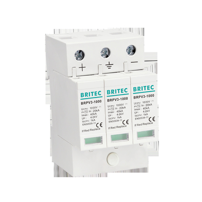 BRPV3-1000 T1 12.5kA PV Surge Arrester 50ka DC 1000V Spd Bảo vệ tia mặt trời t1 t2 dc quang điện