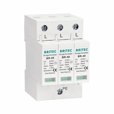 Thiết bị chống sét lan truyền nguồn BRITEC Type 2 20kA 40kA 3P Class C Hỗ trợ OEM
