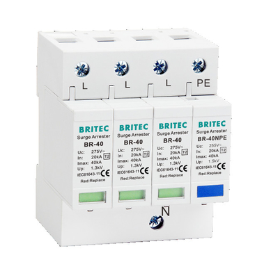 BR-40 4P 20kA - 200kA Thiết bị bảo vệ xung đột Tăng sóng Bắt sóng Spd Sấm sét 275v bảo vệ xung đột