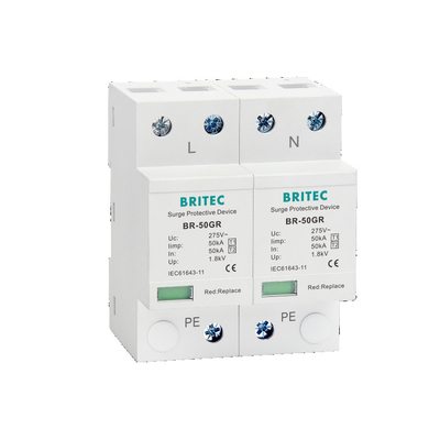 BR-50GR 4P Thiết bị bảo vệ xung đột SPD loại 1 Thiết bị chặn sét giai đoạn 3 Thiết bị ngăn chặn xung đột