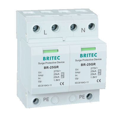 BR-25GR 1P + 1 T1 + T2 Surge Arrester 25KA Một pha Spd bảo vệ tăng áp tăng áp 100ka