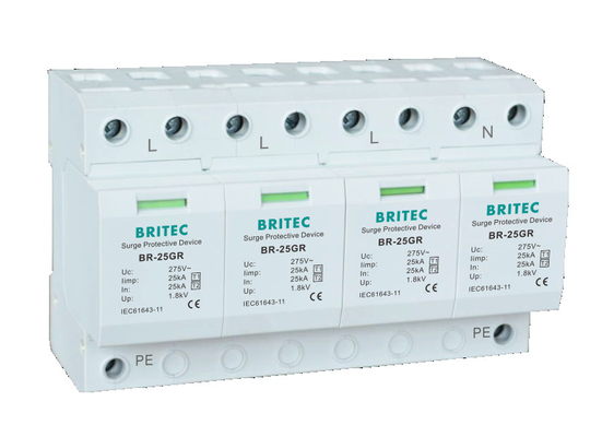 BR-25GR 1P + 1 T1 + T2 Surge Arrester 25KA Một pha Spd bảo vệ tăng áp tăng áp 100ka