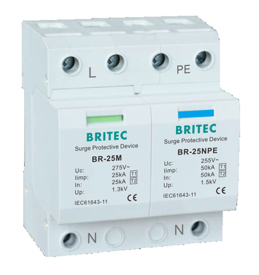 BR-25M 4P Thiết bị bảo vệ vượt sức mạnh loại 1 Bảo vệ sét Varistor SPD Bảo vệ sét