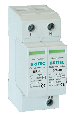 BR-40 2P 150V-440V Thiết bị bảo vệ vượt sức ép 20kA-200kA Spd Báo bùng