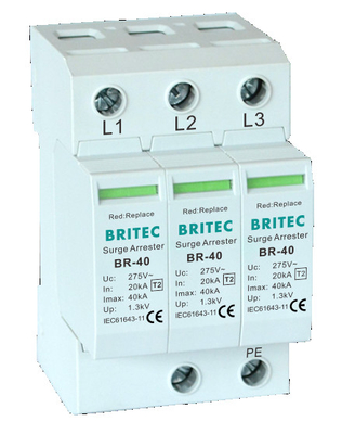 BR-40 3P + 1 Bảo vệ tăng áp Thiết bị bảo vệ Bắn sét Bảo vệ bắt giữ 18mm bảo vệ tăng áp