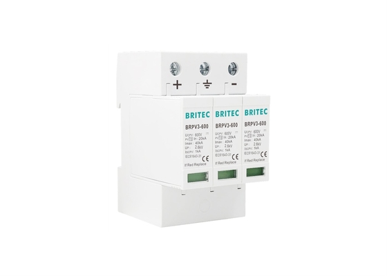 Nhiệt chất nhựa IEC61643-31 600VDC 40kA Pv Surge Protector Bảo vệ sét