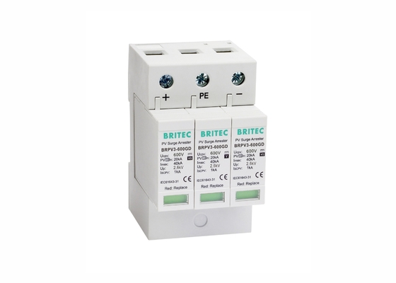 Thiết bị bảo vệ chống sét 3 cực DC 600V Thiết bị bảo vệ chống sét mặt trời 40kA