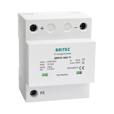 BRPV3-1000-5 T1 50kA DC 1000V 5kA pv điện giật arrester thiết bị bảo vệ điện giật mặt trời t1 t2 dc SPD Photovoltaic SPD