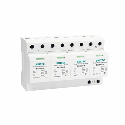 BR-50GR 4P Ac Bảo vệ ánh sáng Trung Quốc loại 1 thiết bị bảo vệ tăng áp Spd Surge Filter spd t1 t2