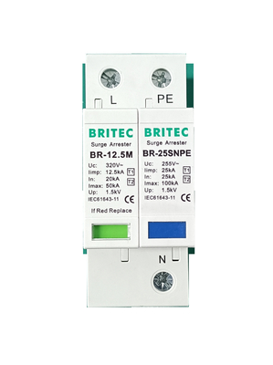 BR-12.5M 1+1 50kA DIN Thiết bị bảo vệ đường sắt chống thổi sét TUV phê duyệt spd