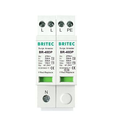 BRITEC BR-40DP 275 3 + 1P loại 2 Surge bảo vệ Trung Quốc surge arrester nhà máy AC ngấm sét arrester