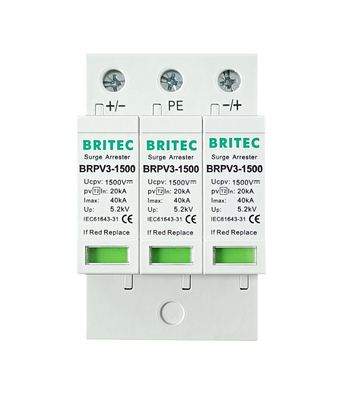 BRPV3-1500 Loại 2 Surge Arrester Bảo vệ hệ thống mặt trời 1500V DC PV Surge Protector Spd