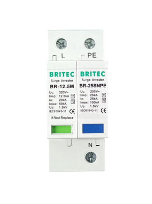BR-12.5M 1+1 50kA DIN Thiết bị bảo vệ đường sắt chống thổi sét TUV phê duyệt spd