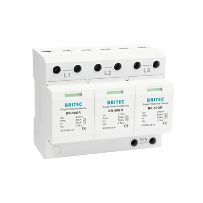 BRITEC BR-50GR 3P Type 1 Surge Arrester 50ka Thiết bị bảo vệ vượt sức ép spd t1 t2 ac ba pha ac spd