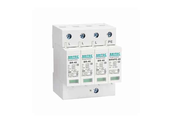 40kA 275V/255V Công nghiệp DIN đường sắt 3 giai đoạn loại 2 thiết bị bảo vệ SPD
