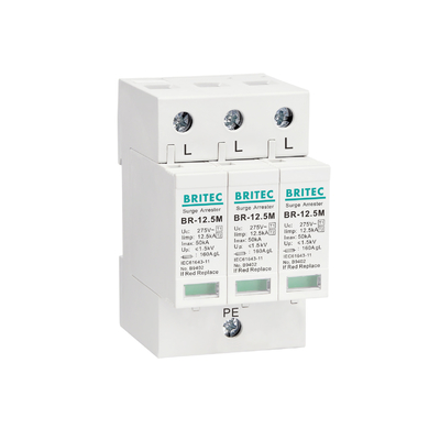 BR-12.5M 4P 50kA 275v T1+T2 ac Bộ chống sét lan truyền Bộ bảo vệ chống sét điện áp thấp SPD