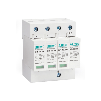 BR-12.5M 4P 50kA 275v T1+T2 ac Bộ chống sét lan truyền Bộ bảo vệ chống sét điện áp thấp SPD