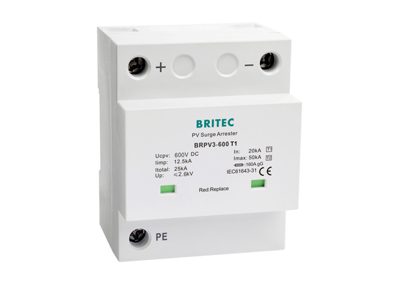 12.5kA BRPV3-600T1 Thiết bị bảo vệ sóng quang điện loại 1 + 2 Photovoltaic Surge Protection