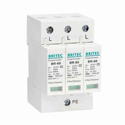 BR275-60 4P 60kA Loại 2 Tự vệ Tăng áp TUV AC Thiết bị bảo vệ Tăng áp 275v Bảo vệ Tăng áp sét