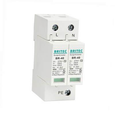BR-40 4P 40kA Thiết bị bảo vệ chống tăng áp 3 giai đoạn bảo vệ sét spd tuv loại 2 Thiết bị bảo vệ tăng áp