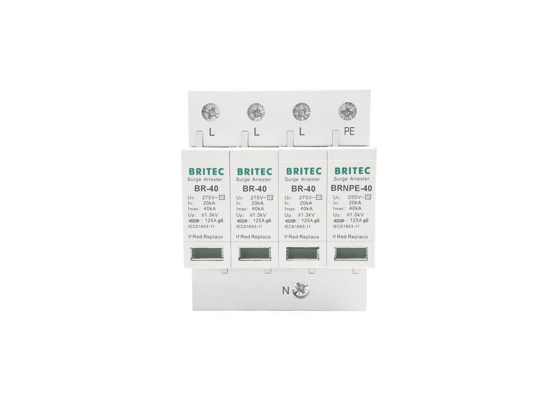40kA 275V/255V Công nghiệp DIN đường sắt 3 giai đoạn loại 2 thiết bị bảo vệ SPD