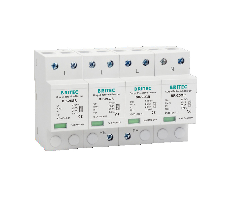 CE TUV 50KA 4 cực AC Surge Protector Lightning Arrester Surge Suppressor