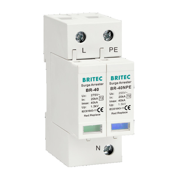 BR-40 1P+1 AC SPD Loại 2 Thiết bị chống sét lan truyền 40kA Single Phase spd
