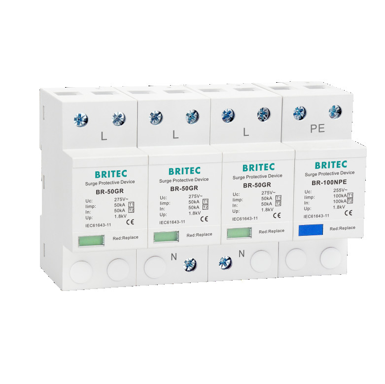 BR-50GR 3P+N Thiết bị chống sét lan truyền Loại 1 AC SPD 50ka Spd Bảo vệ chống sét