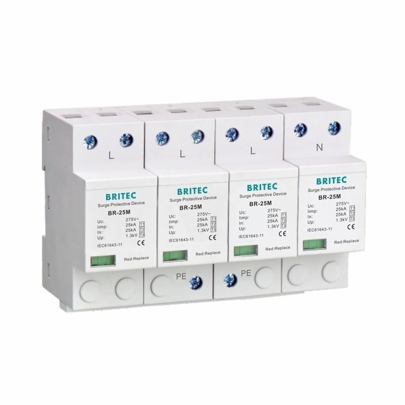 Thiết bị chống sét lan truyền 25KA T1 Thiết bị chống sét 4P Loại 1+2+3