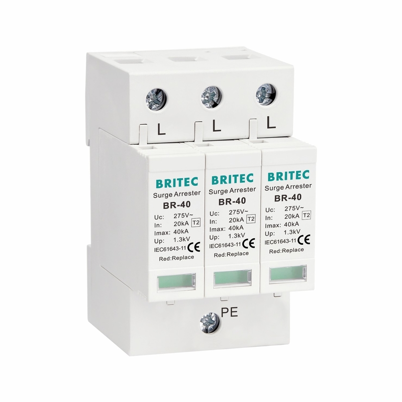 Thiết bị chống sét lan truyền nguồn BRITEC Type 2 20kA 40kA 3P Class C Hỗ trợ OEM