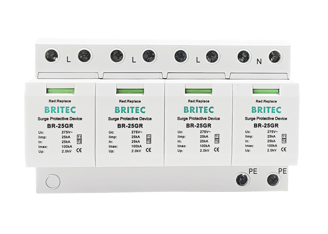 240V/400V Thiết bị bảo vệ siêu điện 25kA Thiết bị bảo vệ siêu điện loại 1 T1 10/350us