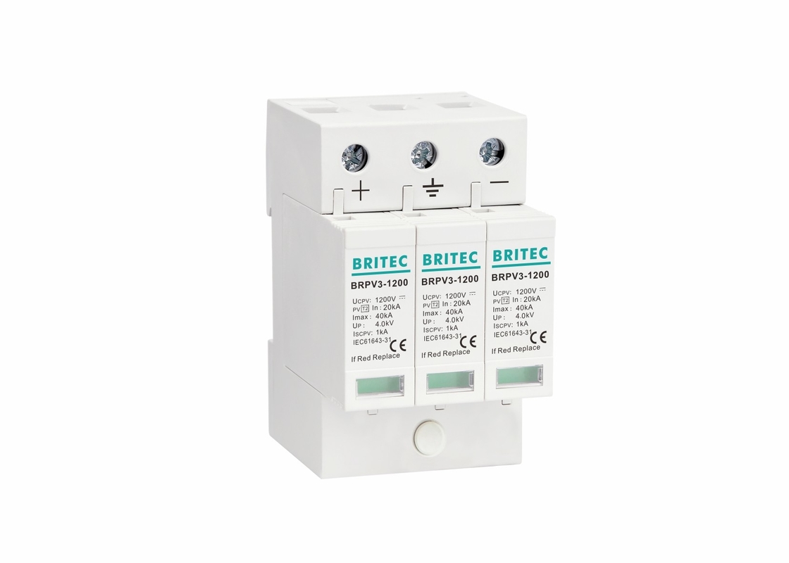 Thiết bị bảo vệ chống sét mini Pv Dc 3p Solar Spd 1200v Dc Surge Arrestor