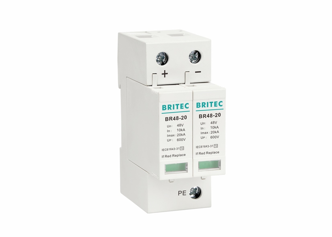 Có thể cắm loại 2 sét Arrester Modular 48V DC SPD Bảo vệ quá điện áp