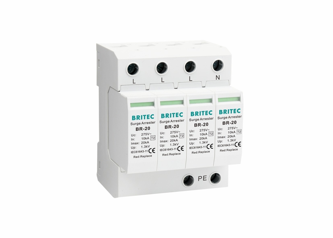 AC 4P loại 2 20kA Bảo vệ sét Toàn bộ nhà SPD Thiết bị bảo vệ sóng
