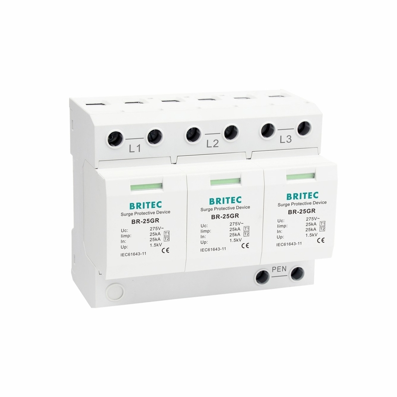 BRITEC Spd Surge Protector BR-25GR 3P 25kA Ba giai đoạn loại 1 lớp 1