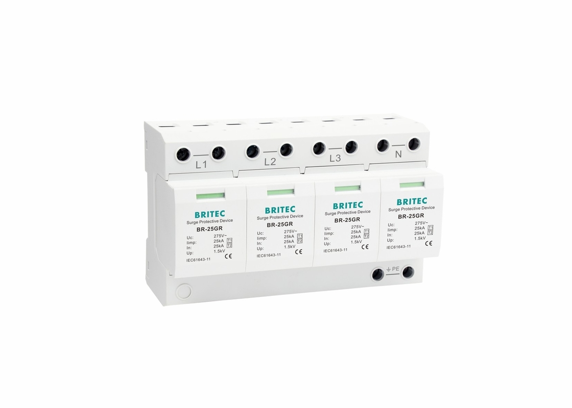 25KA 4p Power Lightning Protector Loại 1 Thiết bị bảo vệ Surge