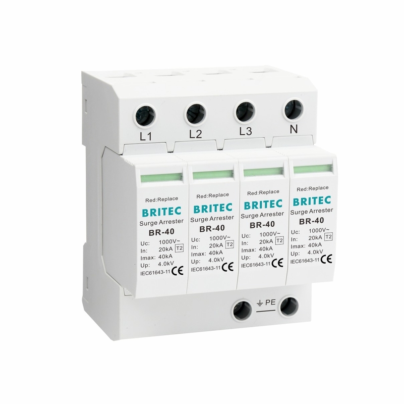BR-40 1000 4P loại 2 1000V 690V 800V Ba pha cao áp AC Surge Protector SPD Arrester sét